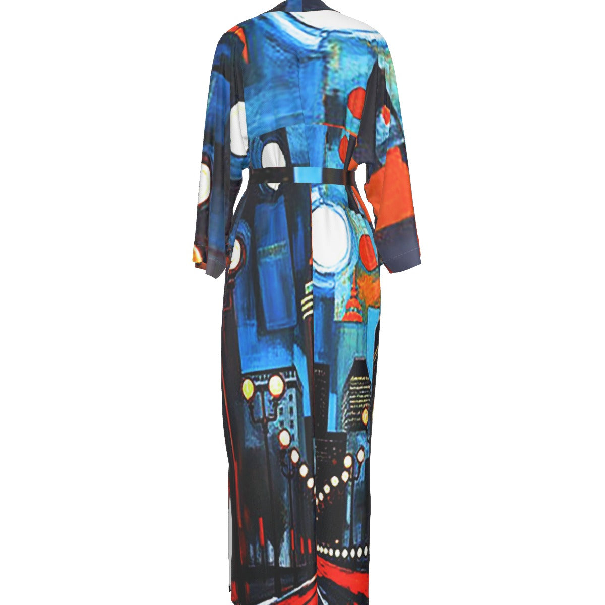 Atlanta at Nighttime Women's Satin Kimono Long Robe