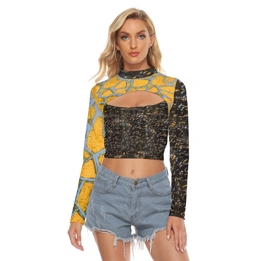 KG Fits Earths Women's Hollow Chest Keyhole Tight Crop Top