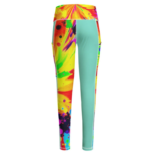 Psychedelic High-Stretch Yoga Leggings with Side Pocket