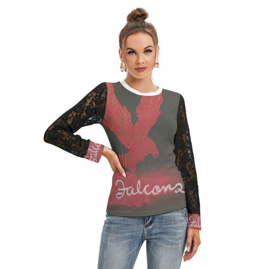 Falcon's Women's T-shirt And Sleeve With Black Lace