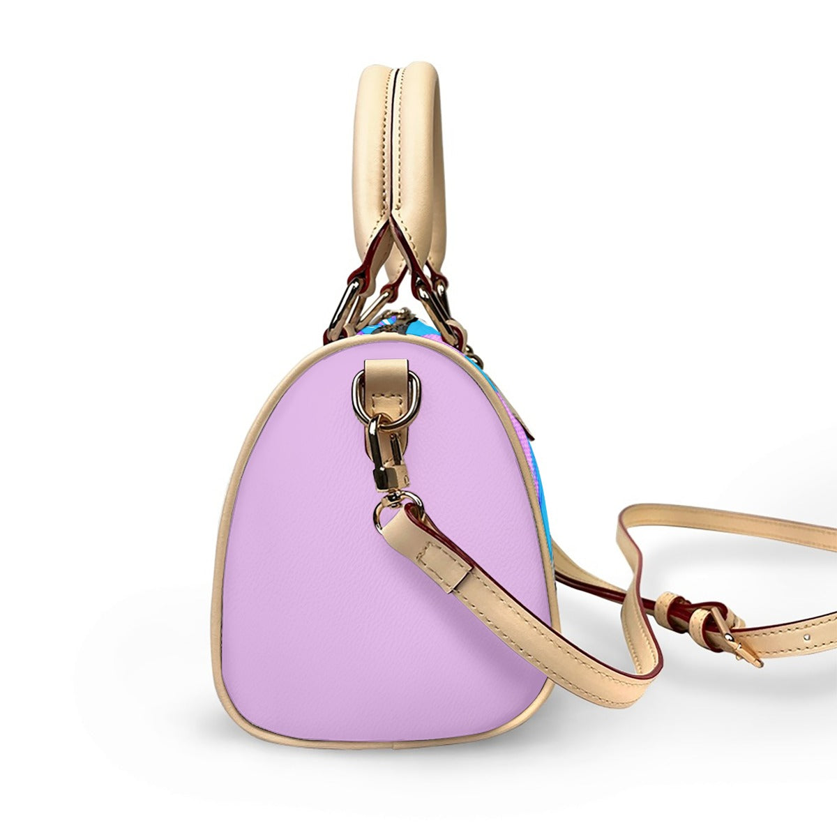 Melancholy Classic Barrel-Shaped PU Leather Handbag with Detachable Strap