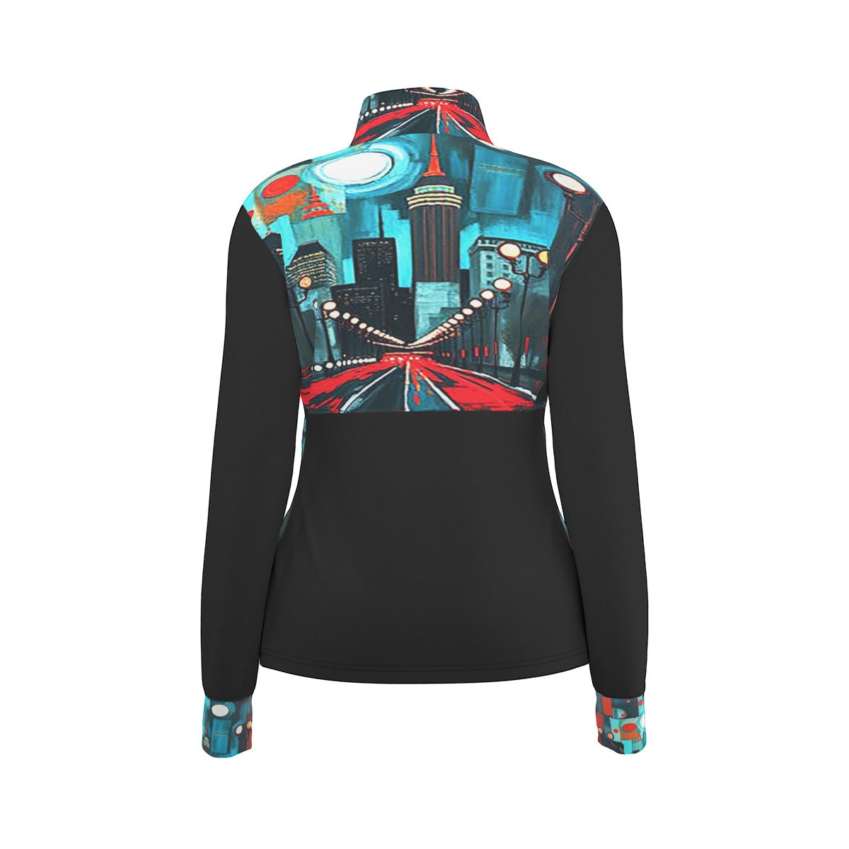 Atlanta at Nighttime Long Sleeve Thumbhole Jacket with Pockets