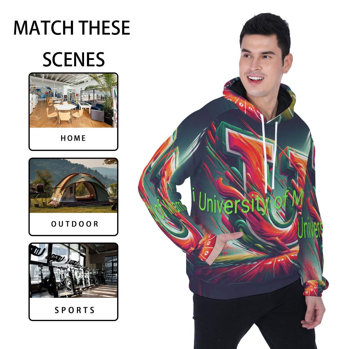 University of Miami Men's Heavy Fleece Raglan Hoodie