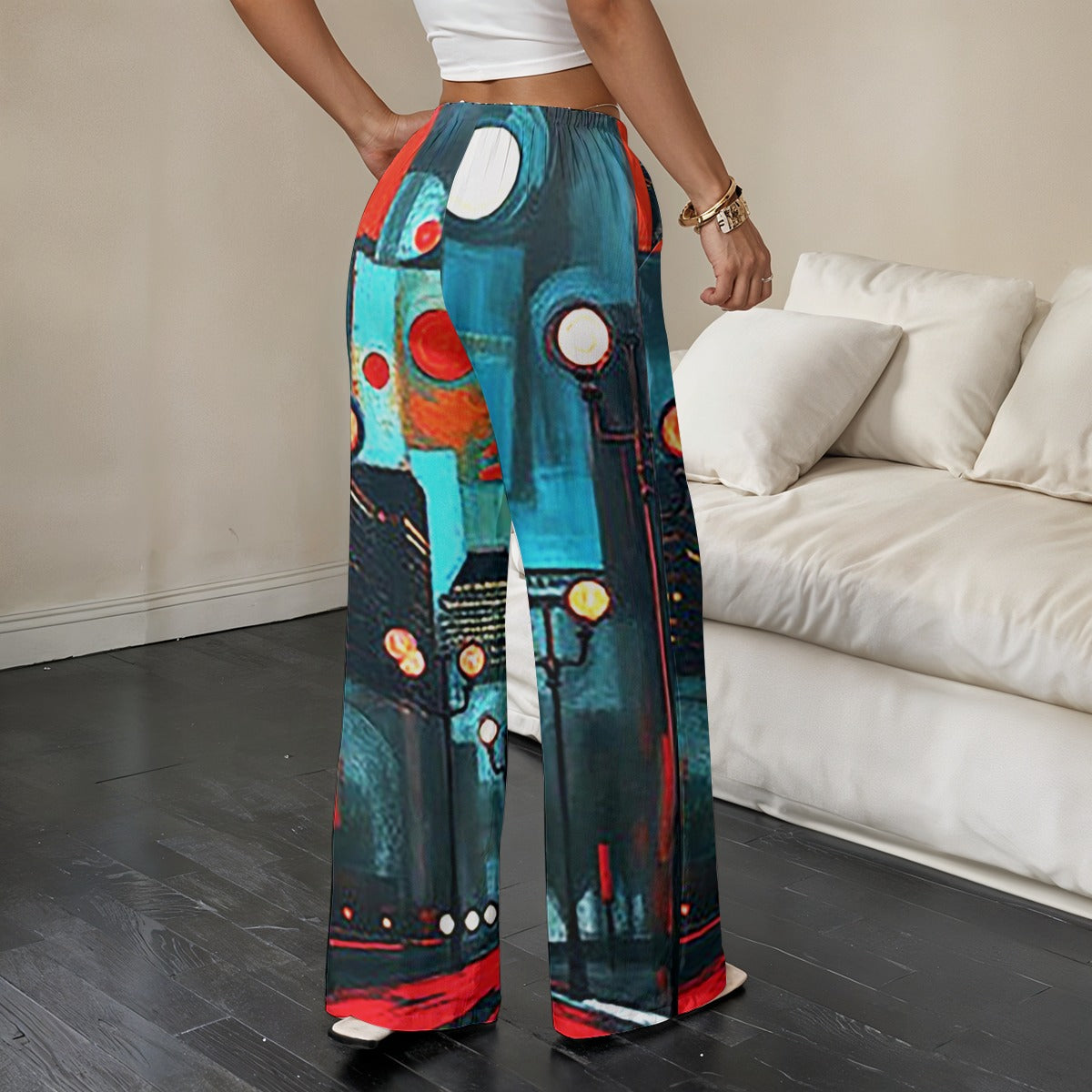 Atlanta at Nighttime Relaxed Straight-Leg Casual Pants