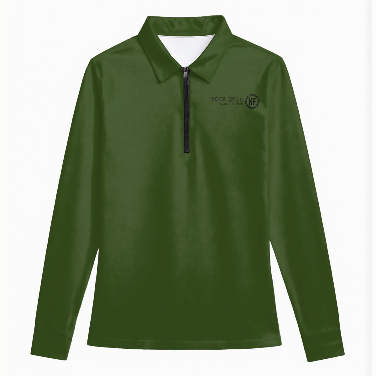 KG Fit Green Women's Quarter Zip Sport Shirt with Long Sleeve
