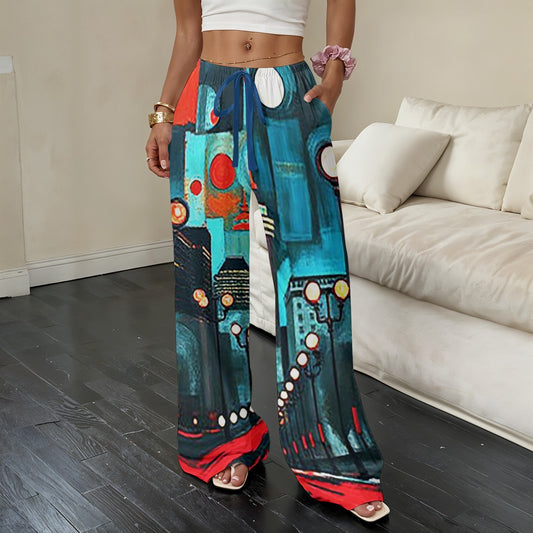 Atlanta at Nighttime Relaxed Straight-Leg Casual Pants