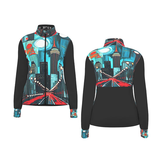 Atlanta at Nighttime Long Sleeve Thumbhole Jacket with Pockets