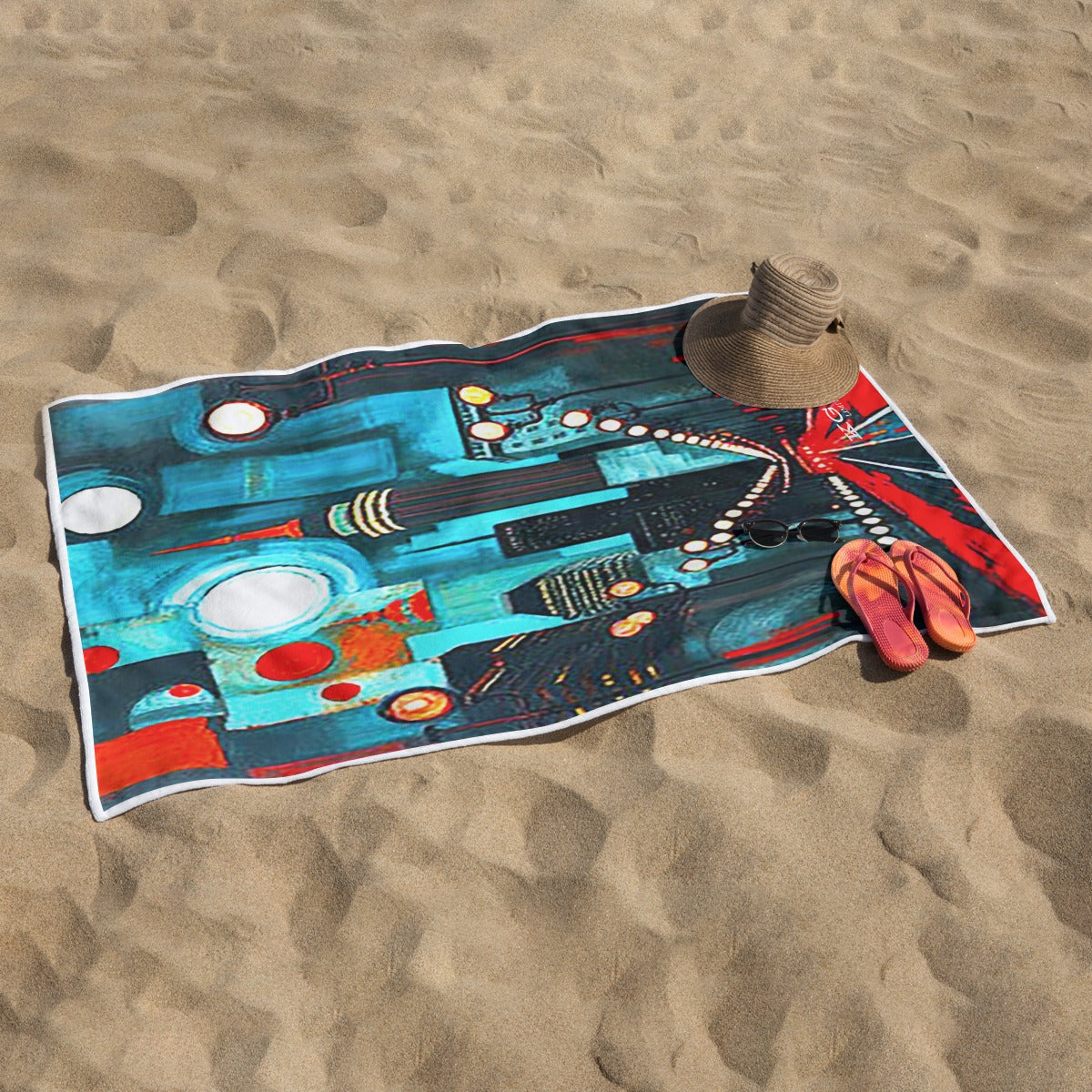 Atlanta at Nighttime Rectangular Beach Towel