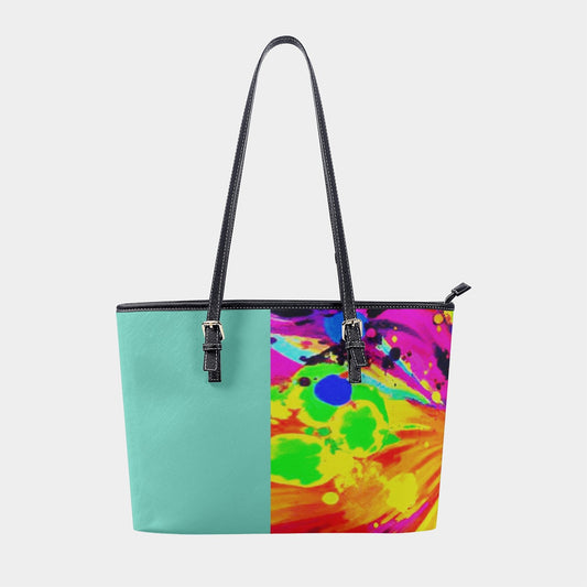 Psychedelic PU Tote Bag with Multi-Way Carry Options