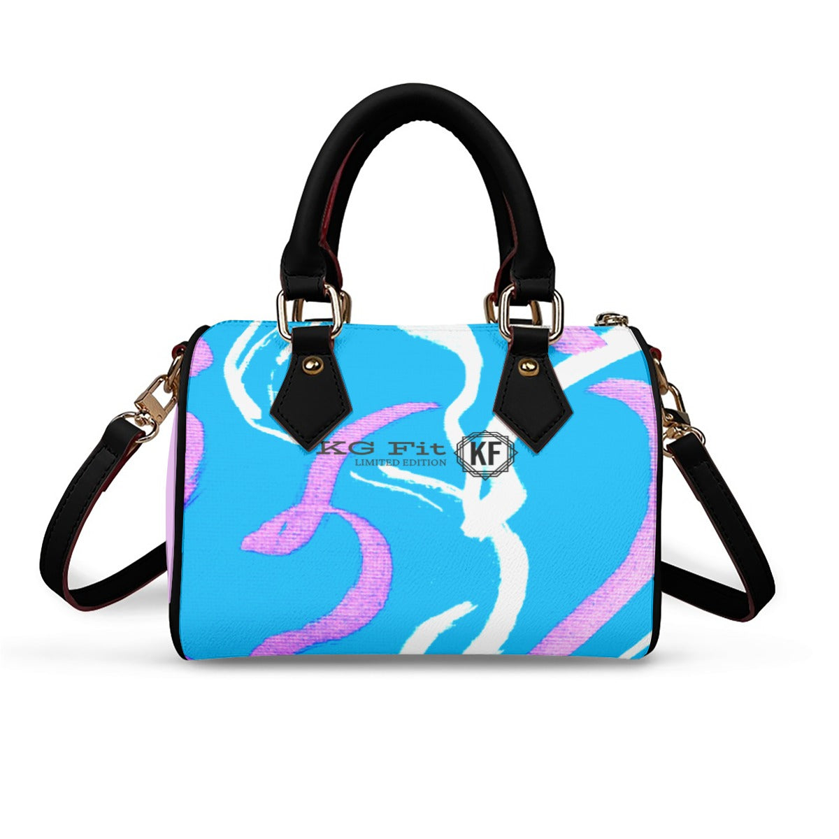 KG Fit Classic Barrel-Shaped PU Leather Handbag with Adjustable Strap