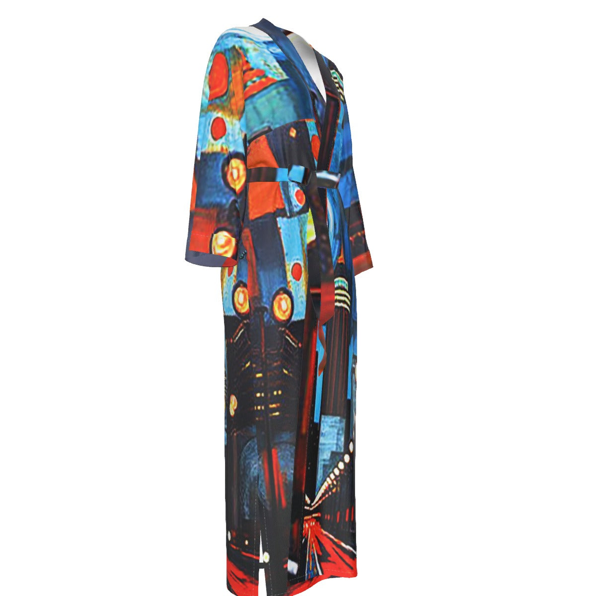 Atlanta at Nighttime Women's Satin Kimono Long Robe