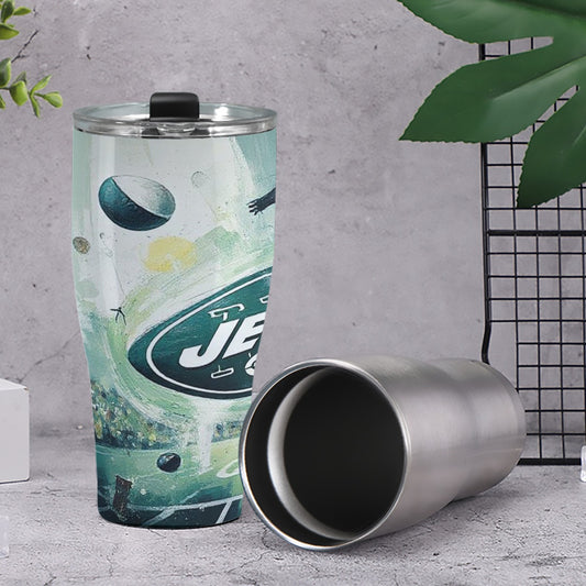 KG Fit New York Jets 30oz Stainless Steel Tumbler - Insulated Custom Mug with Lid, 10x7.5x20cm