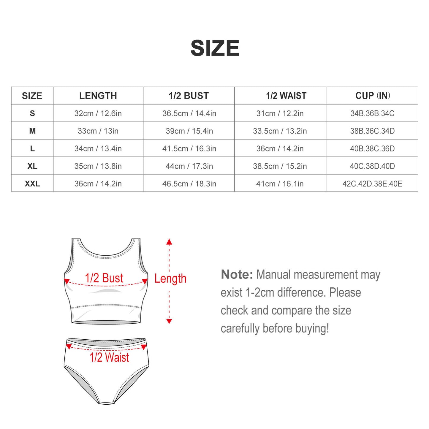 Women's High Waist Two-Piece Swimsuit with Tie-Front Bikini Bottom