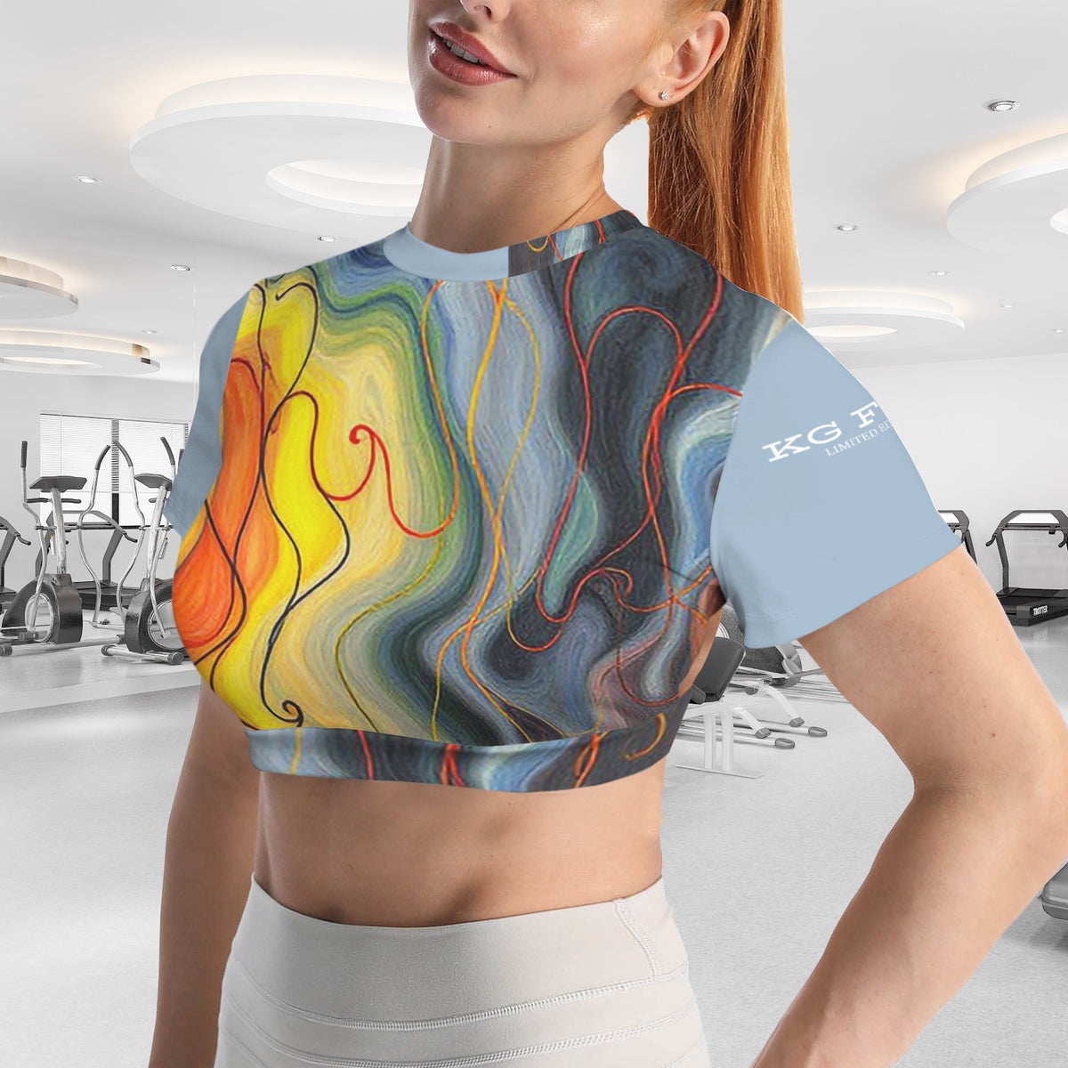 Squiggly Women's Cropped Open-Back Sport Top