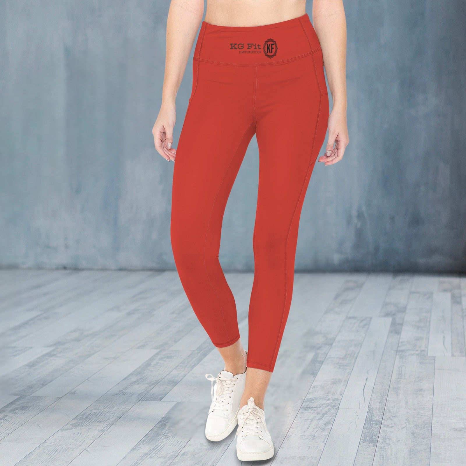KG Fit Red High Waist Leggings with Side Pocket