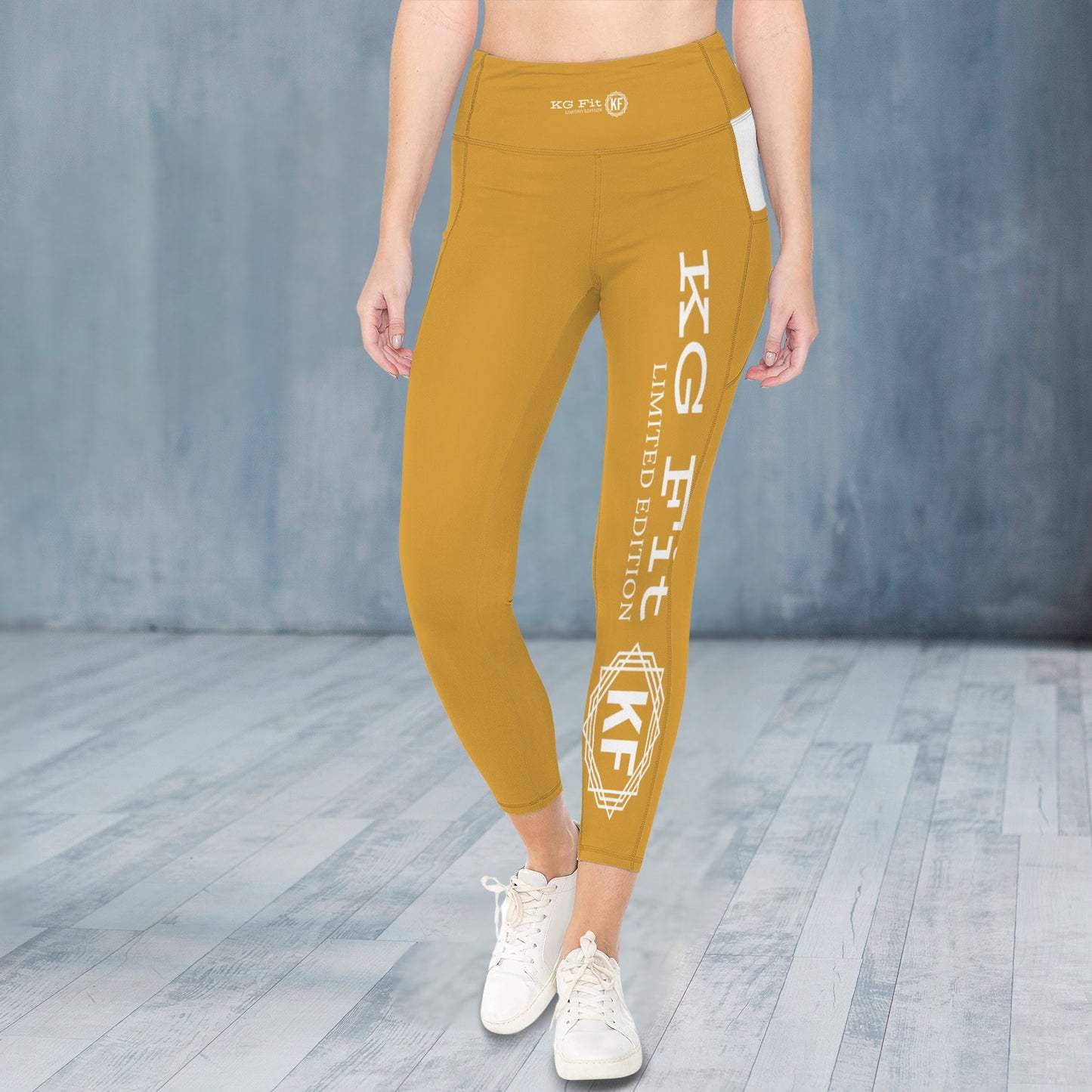 Gold High Waist Leggings with Side Pocket