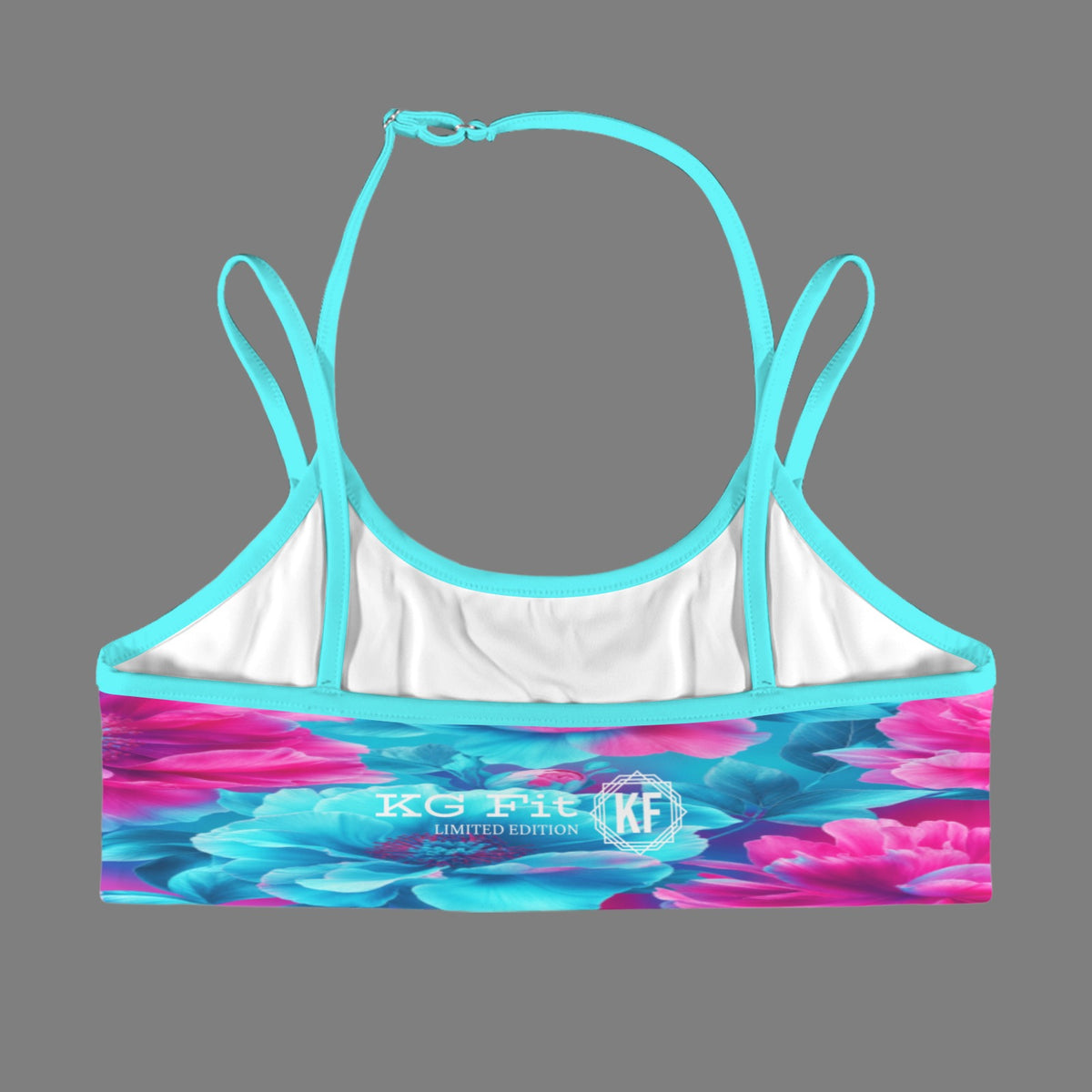 Chambray Rose Poplin Double Strap Halter Sports Bra