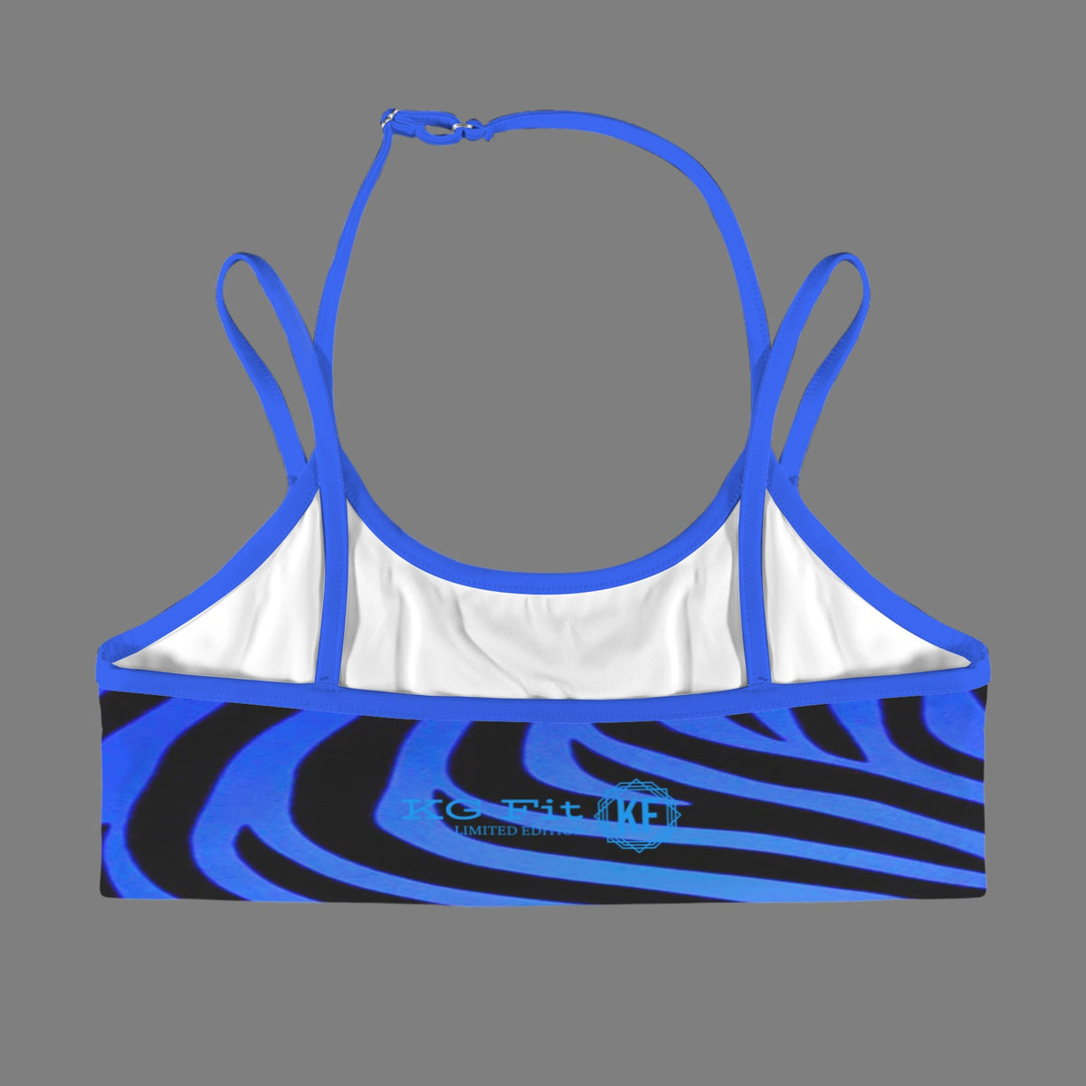 Blue Zebra Double Strap Halter Sports Bra
