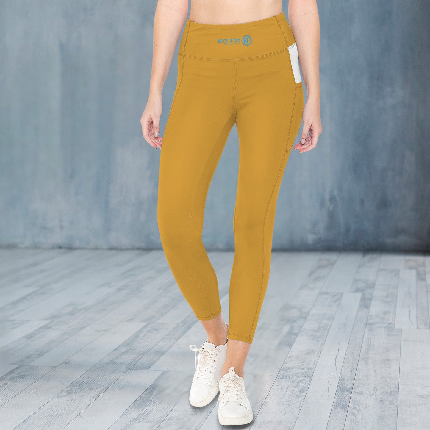Gold High Waist Leggings with Side Pocket