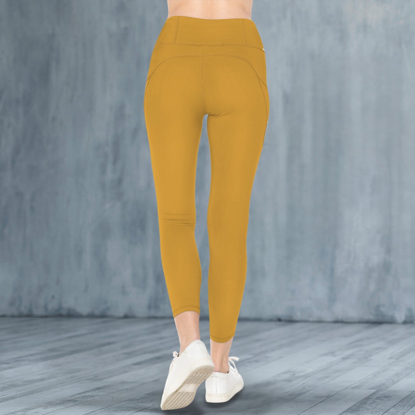 Gold High Waist Leggings with Side Pocket