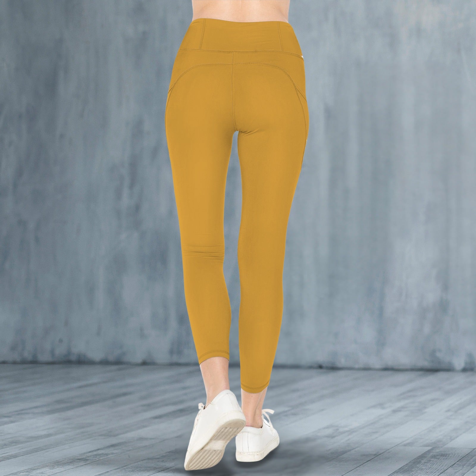 Gold High Waist Leggings with Side Pocket