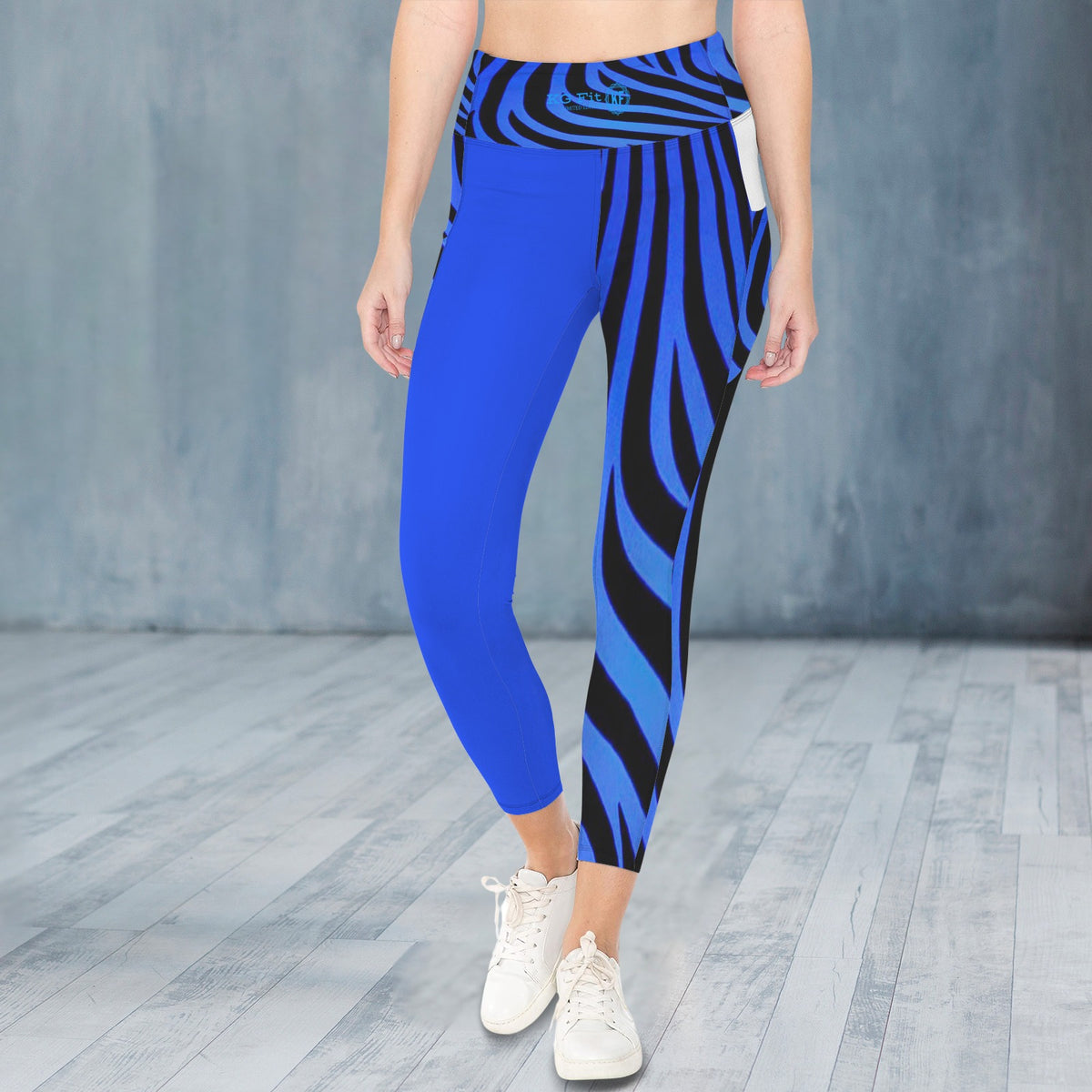 Blue zebra leggings