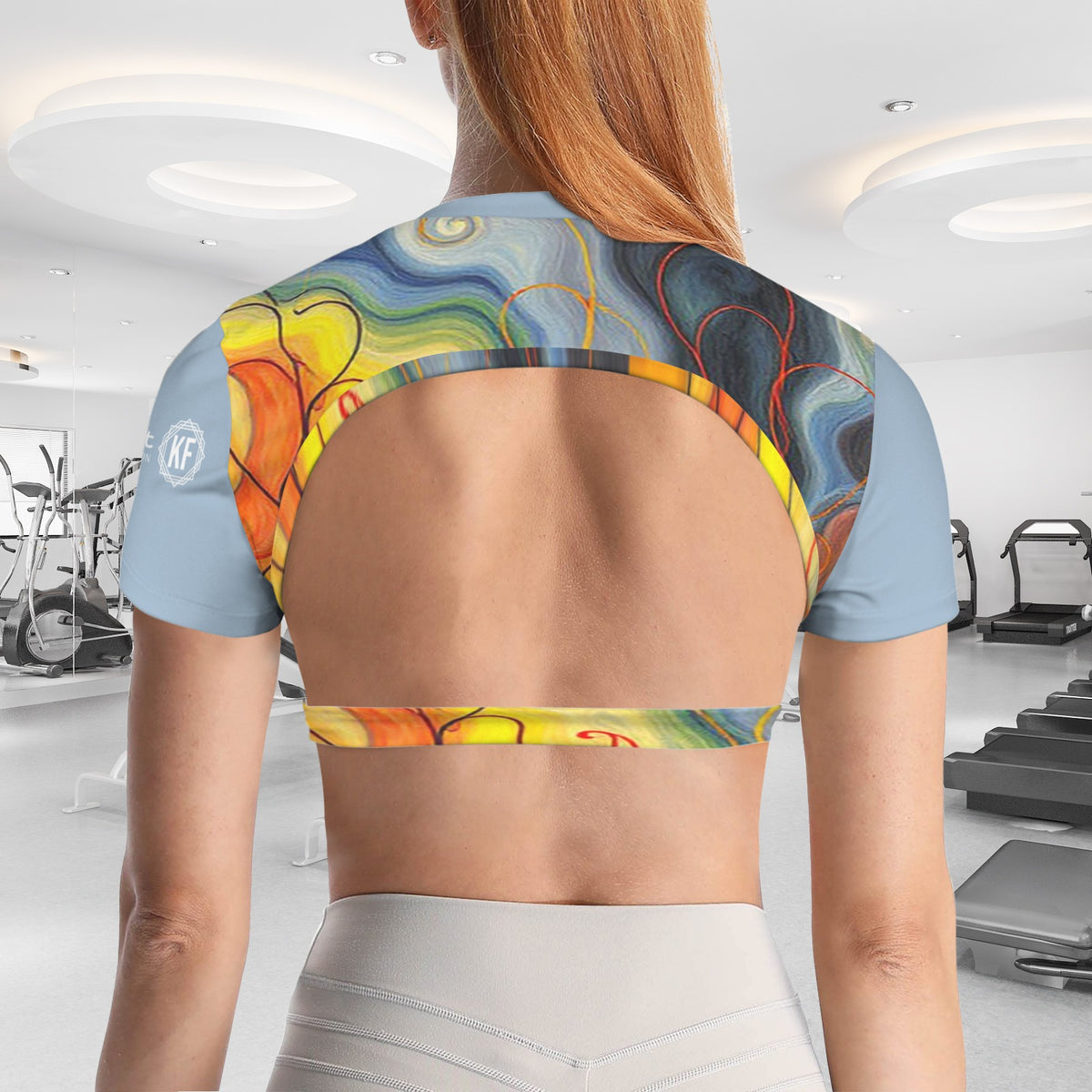 Squiggly Women's Cropped Open-Back Sport Top