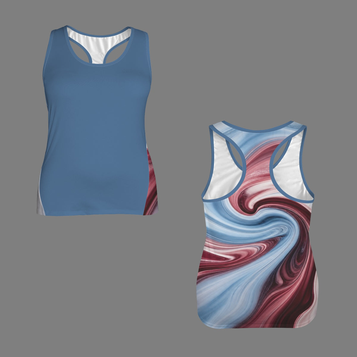 Powderblueandburgandy Racerback Tank Top