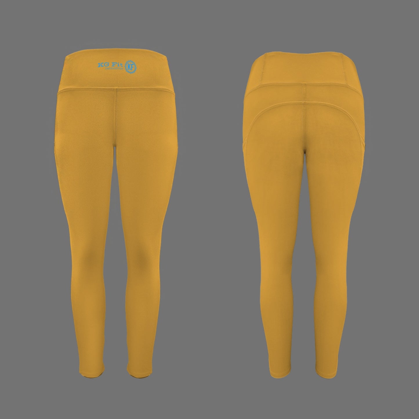 Gold High Waist Leggings with Side Pocket