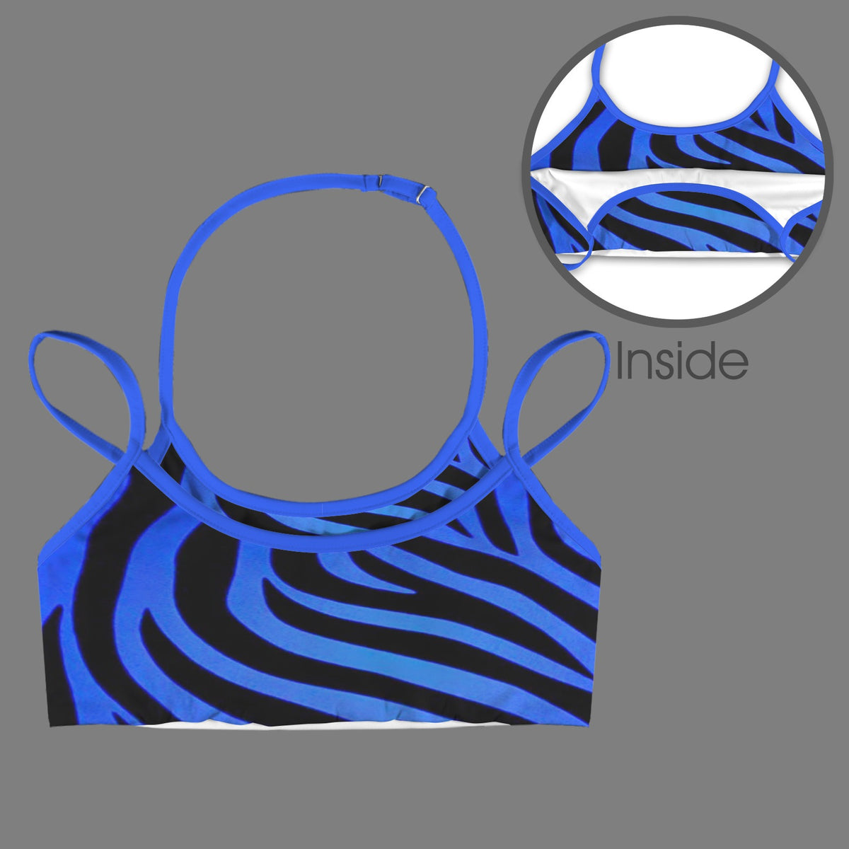 Blue Zebra Double Strap Halter Sports Bra