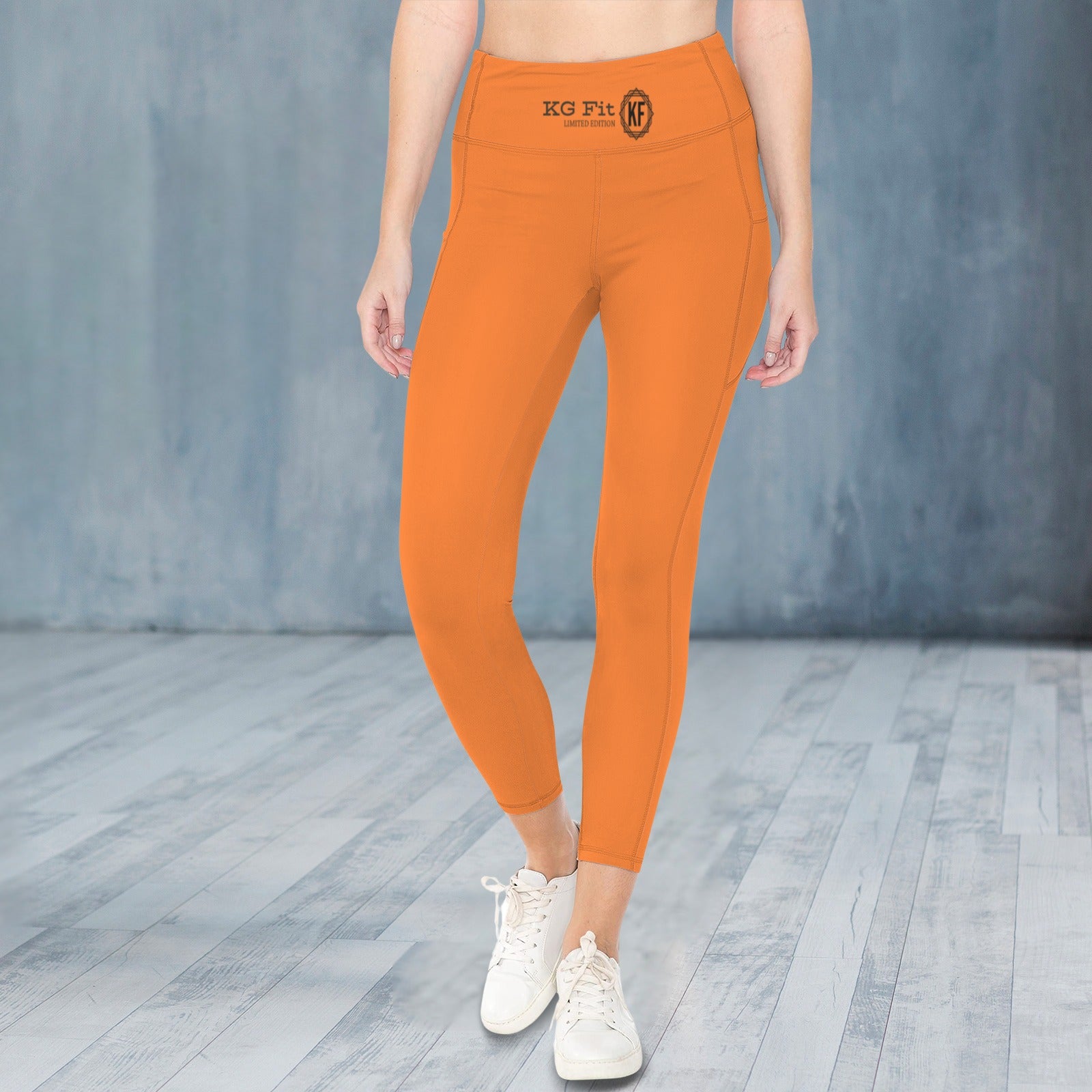 KG Fit Orange High Waist Leggings with Side Pockets